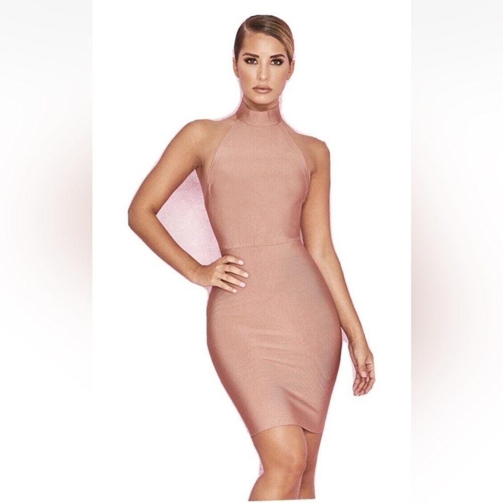 House Of CB Zana Mink Bandage Halter Neck Dress (108)